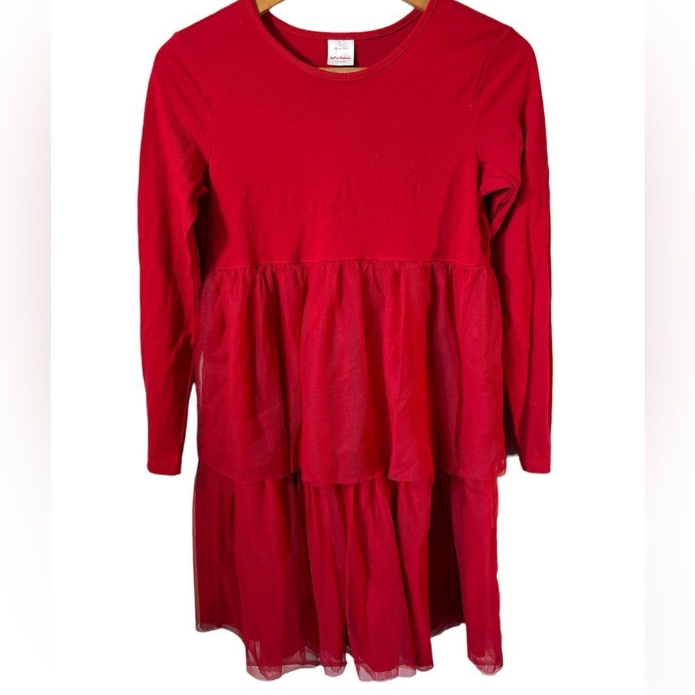 Hanna Andersson red 💯 cotton tulle dress (12). holiday tiered classic dress